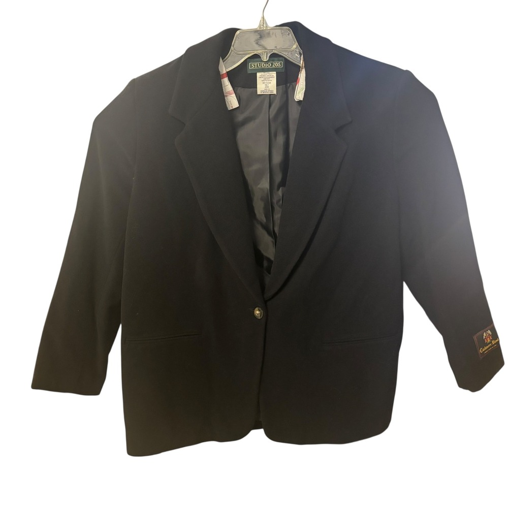 Studio 205 Woman Black Wool Cashmere Blend Blazer Jacket Women's‎ Plus Size 20W
